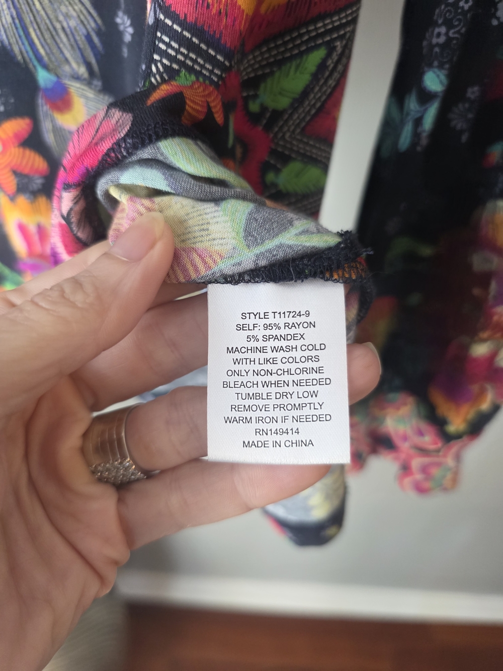 Johnny Was Peacock Print Long Sleeve Blouse WORN TWICE/ Pristine Condition - Picture 7 of 7